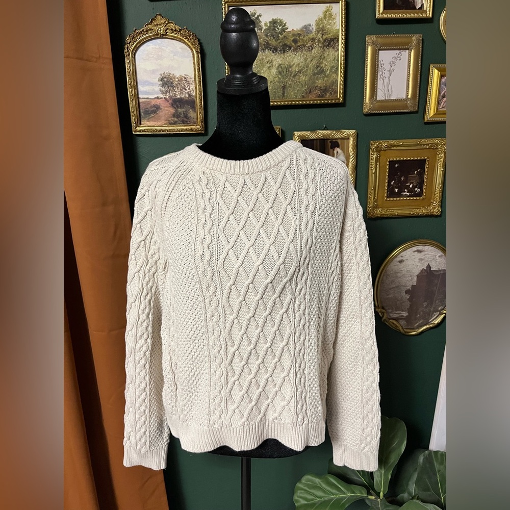 J. Crew Women's Ivory Cable Knit Sweater